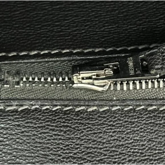 Hermes Shiny Porosus Crocodile Skin Birkin 35 w Palladium HW in Graphite - Picture 10 of 13